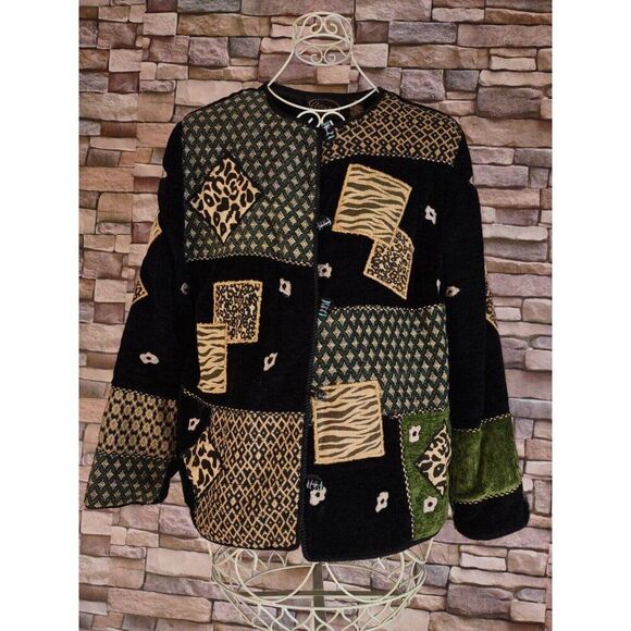 5/$25 Sz Small Alex Kim Animal Print Art Blazer Jacket Unique Abstract Tapestry - Picture 1 of 9